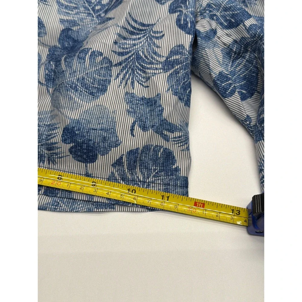 Calvin Klein Mens Blue‎ Tropical Leaf Pinstripe Swim Trunks Size Small RN54163